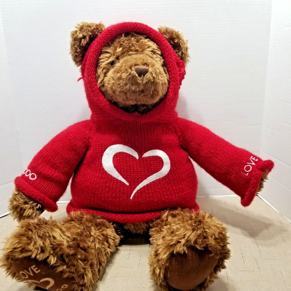 Hechts GUND Millennium 2000 Plush Brown Bear Stuffed Animal Red Sweater LOVE